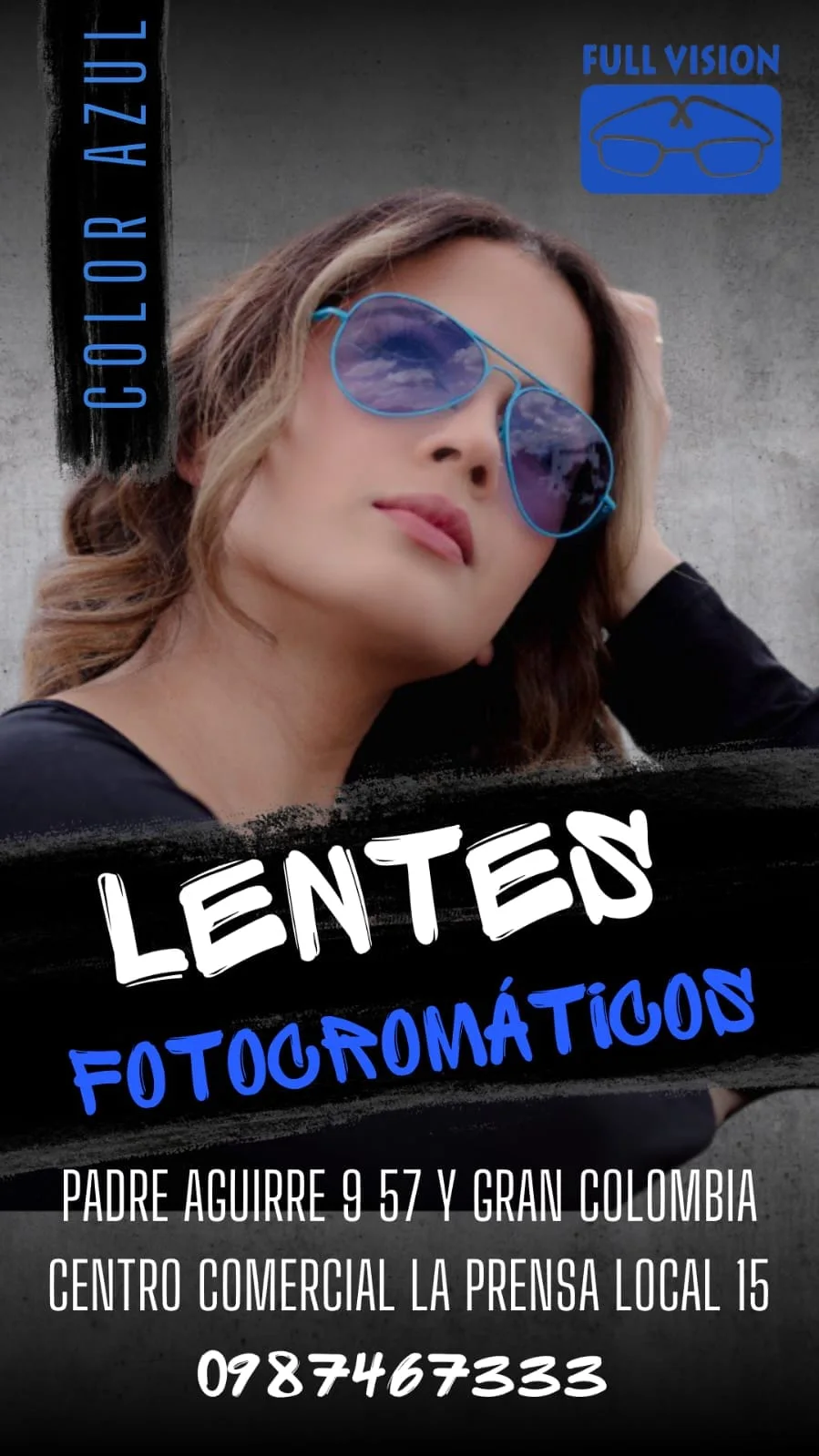 Afiche de lentes fotocromáticos de Optica Full Vision