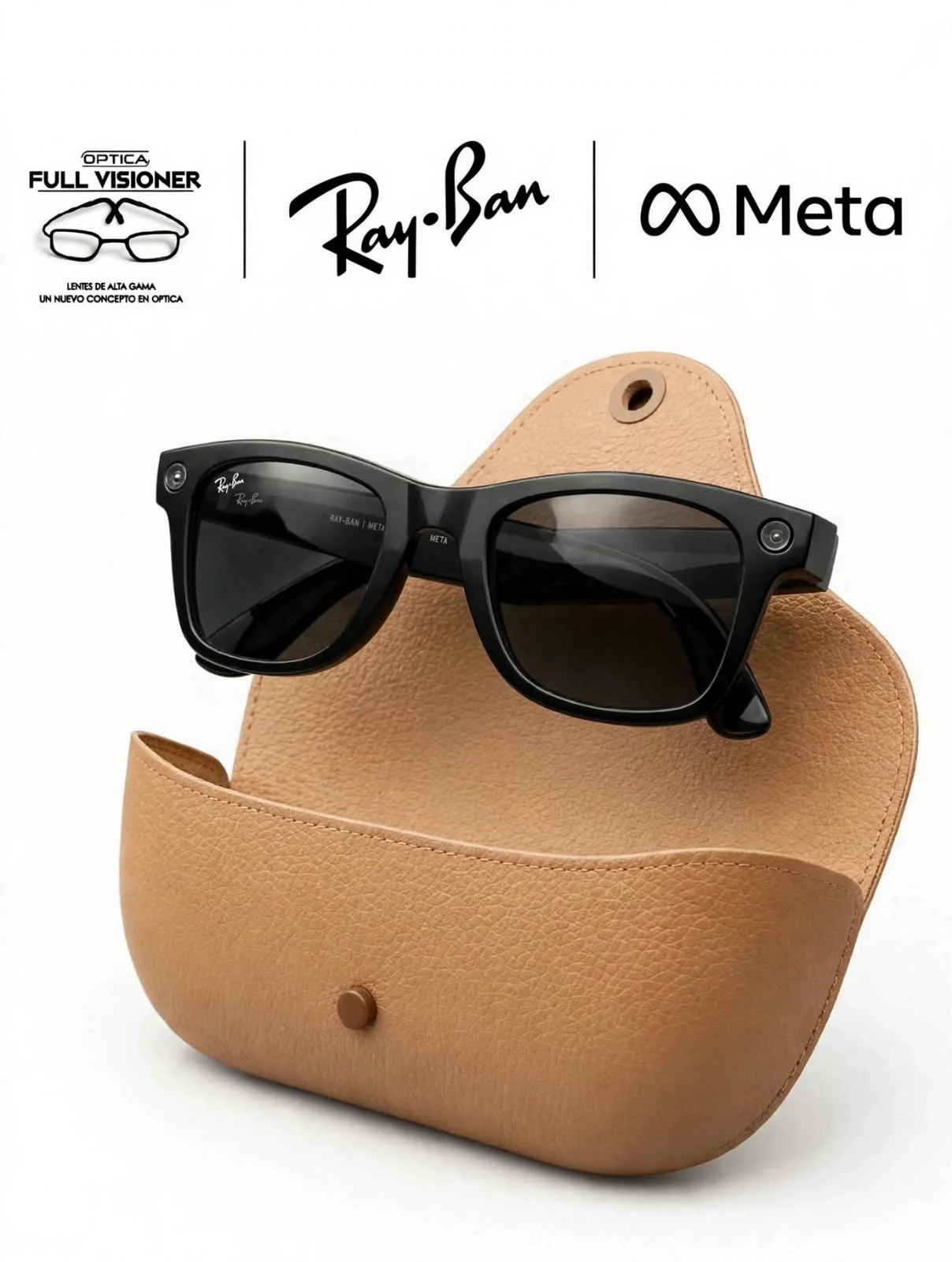 Gafas Ray-Ban Meta sobre su estuche de cuero
